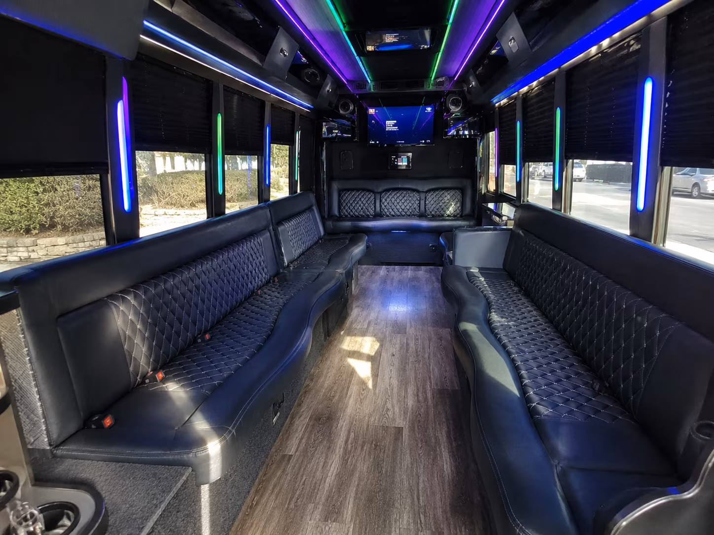 linden 15 passenger party bus interior