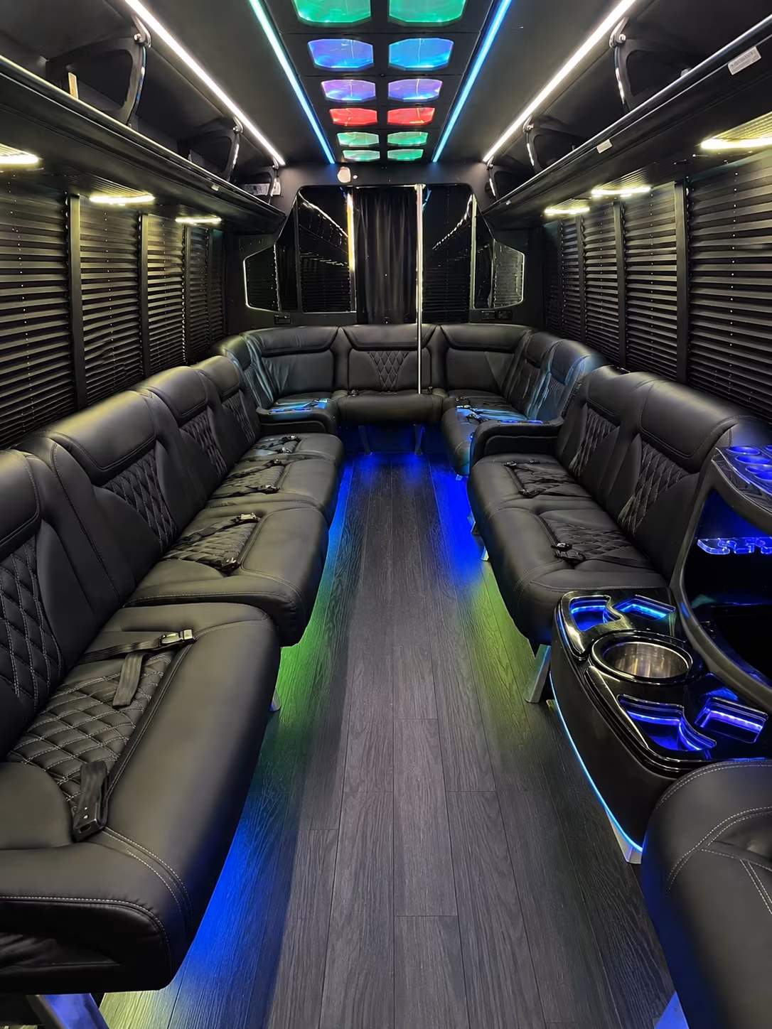 linden 20 passenger party bus interior