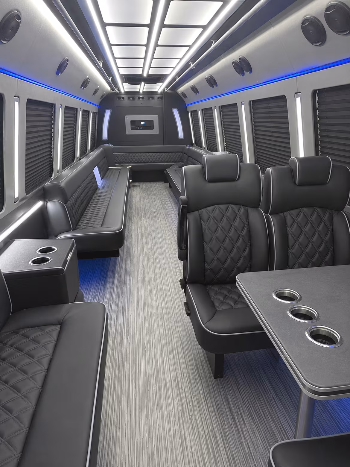 linden 25 passenger party bus inside