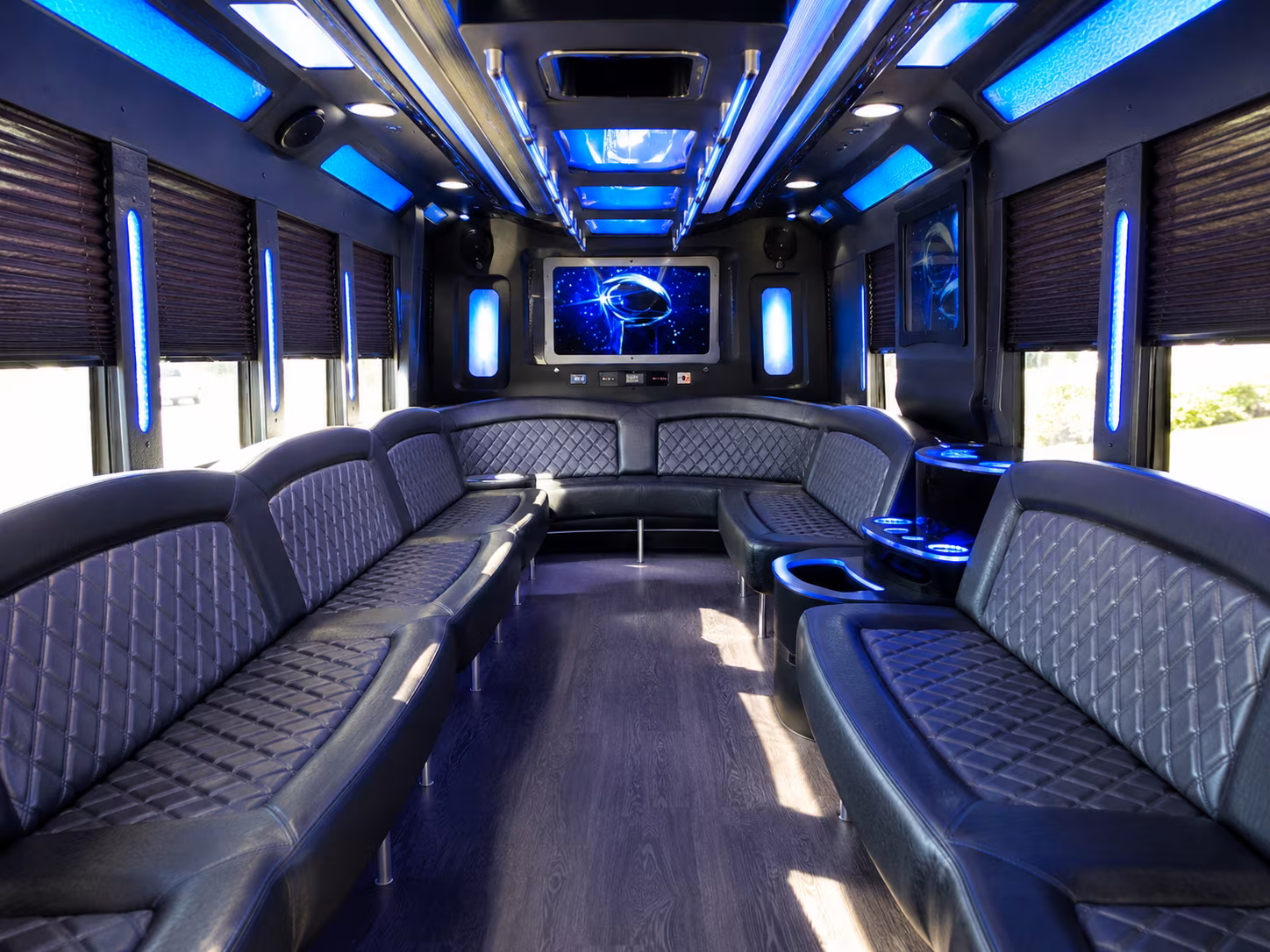 linden 28 passenger party bus inside