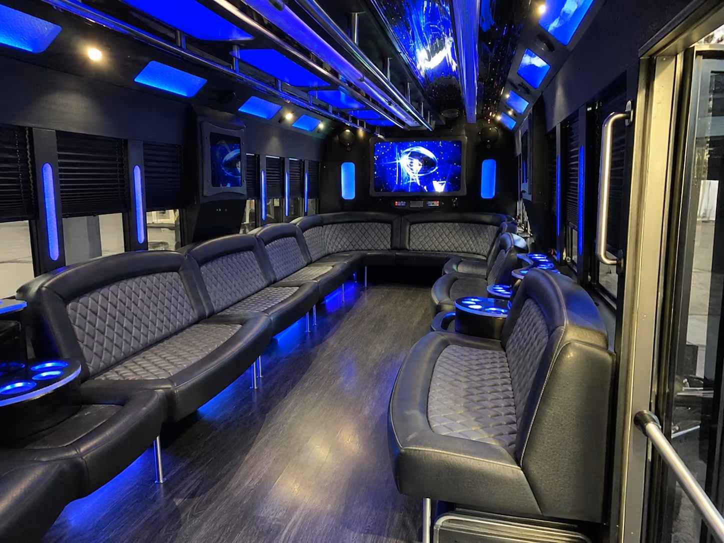 linden 28 passenger party bus interior