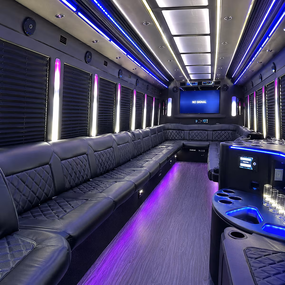 linden 30 passenger party bus inside