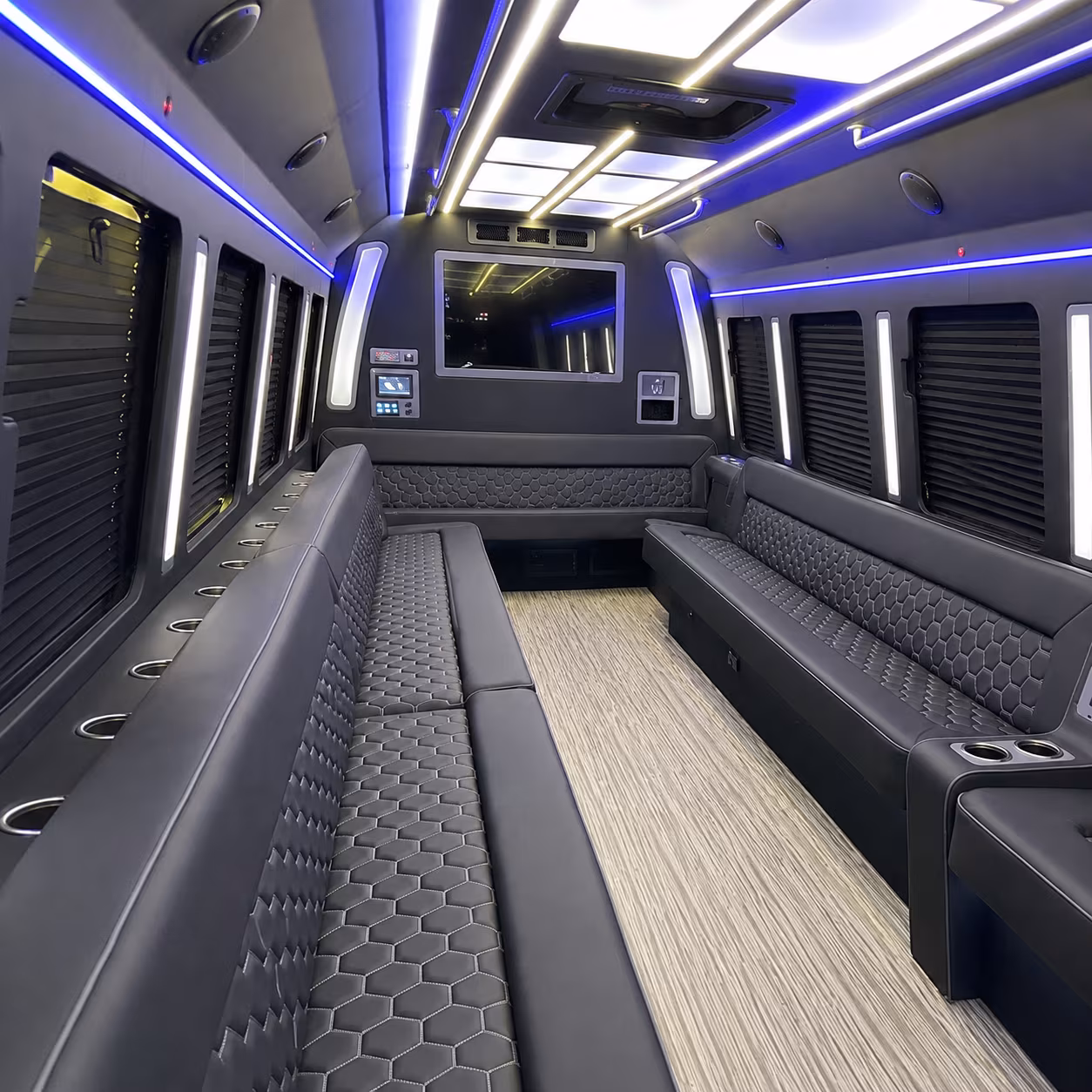 linden 40 passenger party bus inside