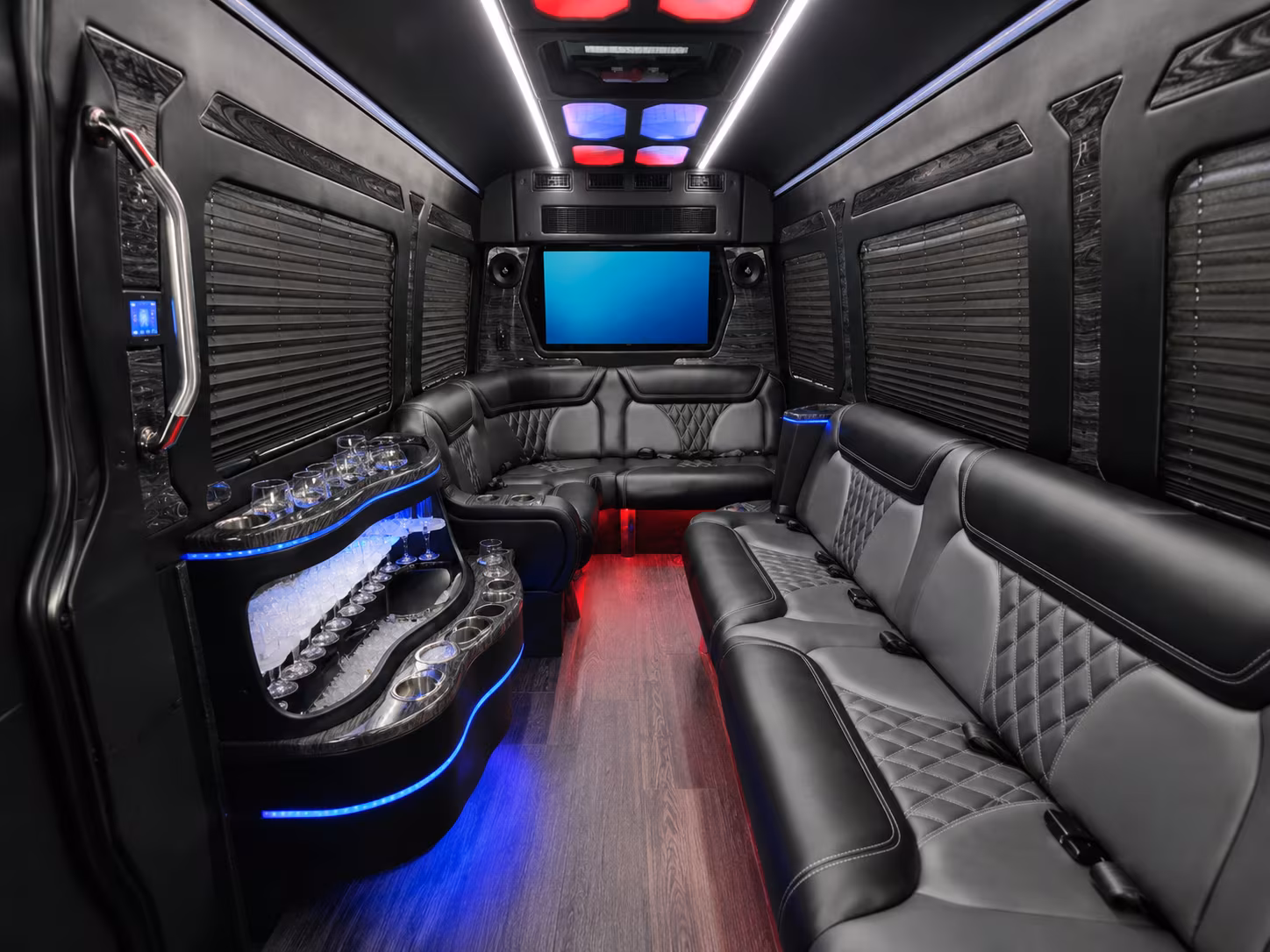 linden 40 passenger party bus interior