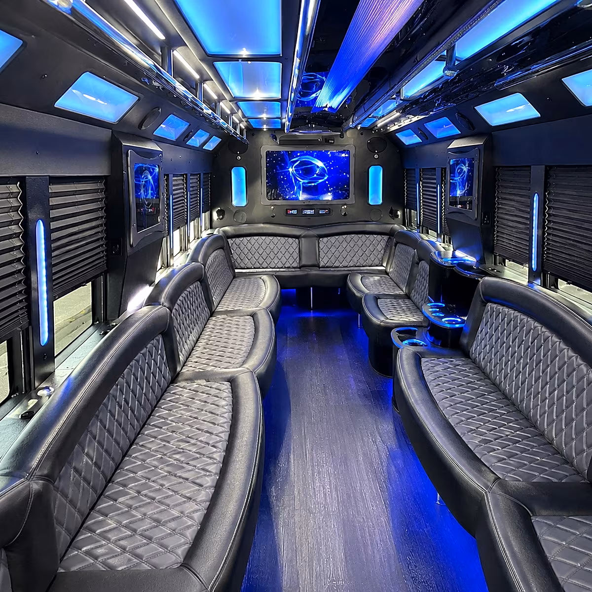 linden 50 passenger party bus interior