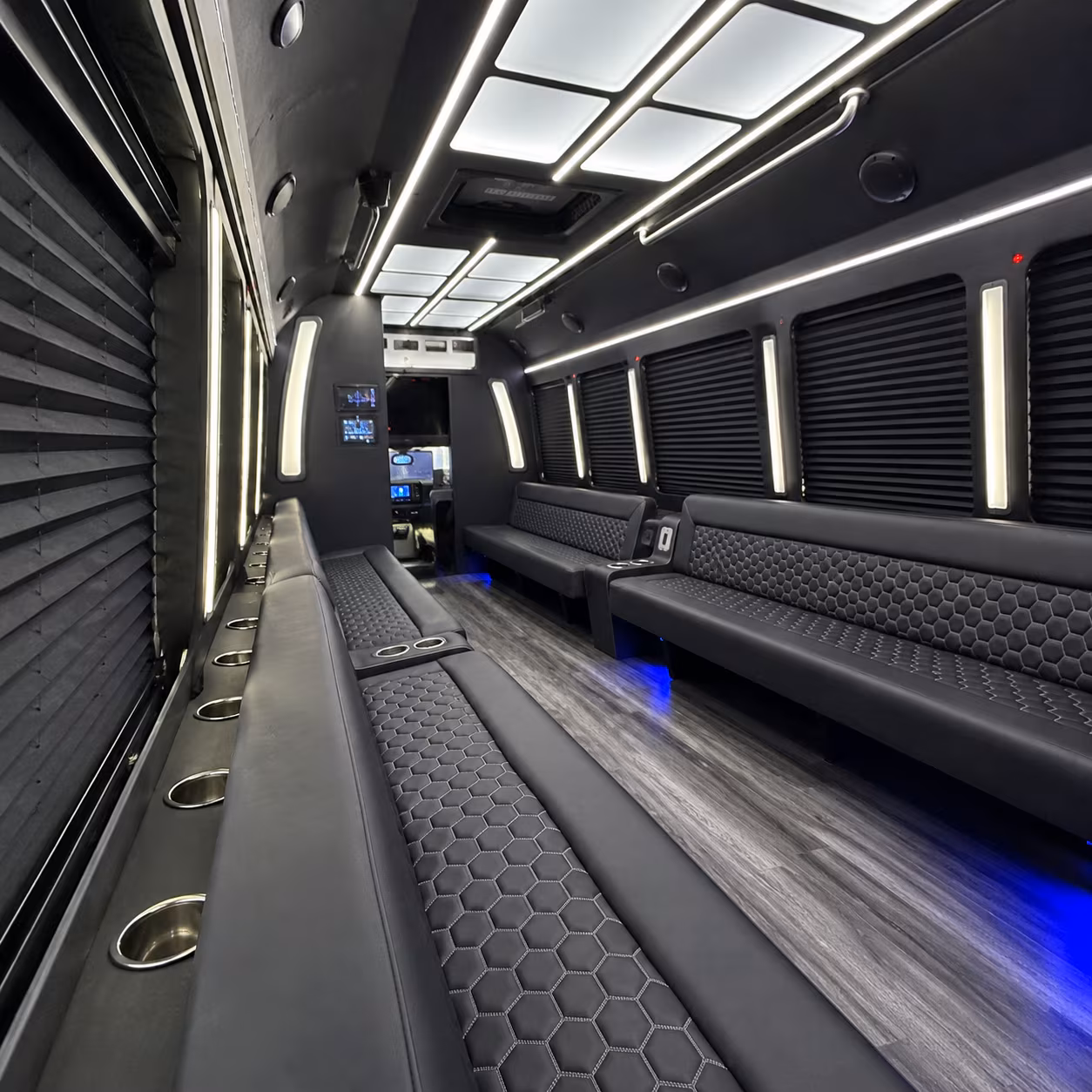 linden party bus rental interior