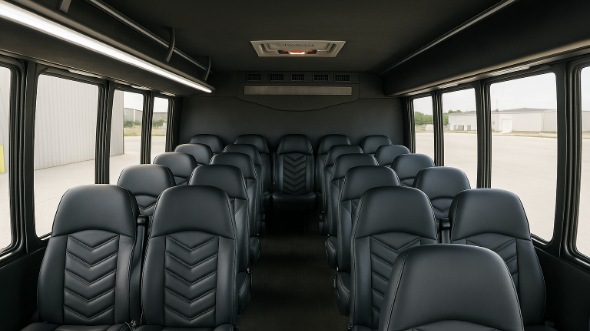 Interior of Charter Bus Company Linden's 25 Passenger Mini bus in Linden