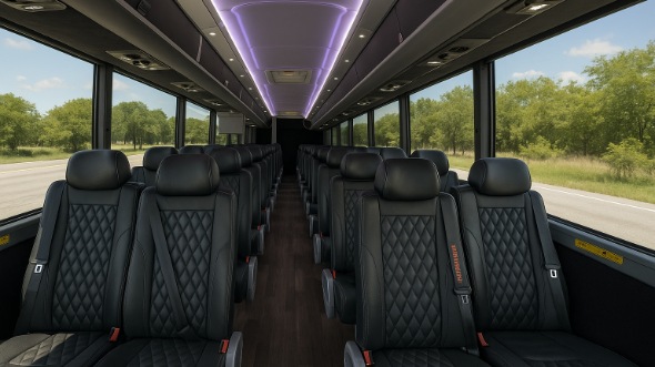 Interior of Charter Bus Company Linden's 28 Passenger Mini bus in Linden