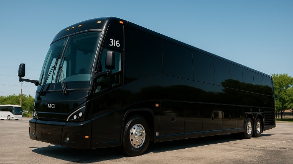 Exterior of Charter Bus Company East Orange's 50 Passenger Charter Bus in East Orange