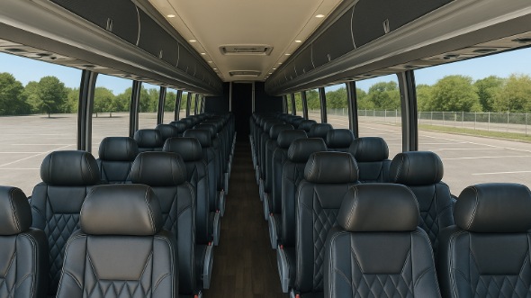 Interior of Charter Bus Company East Orange's 50 Passenger Charter Bus in East Orange