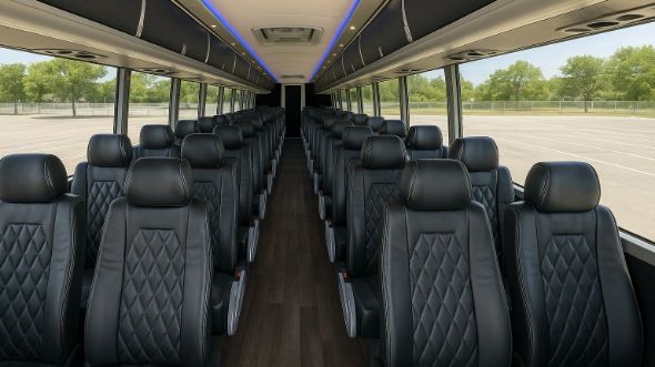 Interior of Charter Bus Company Linden's 55 Passenger Charter Bus in Linden