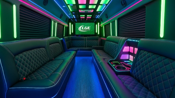 Interior of Charter Bus Company East Orange's Party Bus in East Orange
