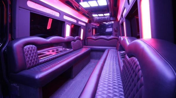 Interior of Charter Bus Company East Orange's Sprinter Limo in East Orange